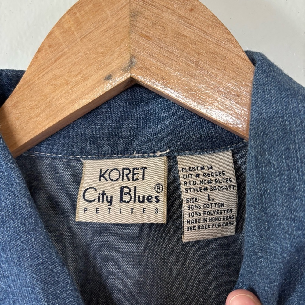 Vintage Koret City Denim Short Sleeve Shirt with Embroidered 4th of July Theme L - Picture 4 of 5